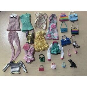 Barbie Doll Purses & Clothing Lot Purse Clothes Dresses